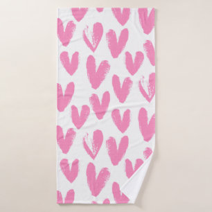 Heart pattern painted hearts bath towel
