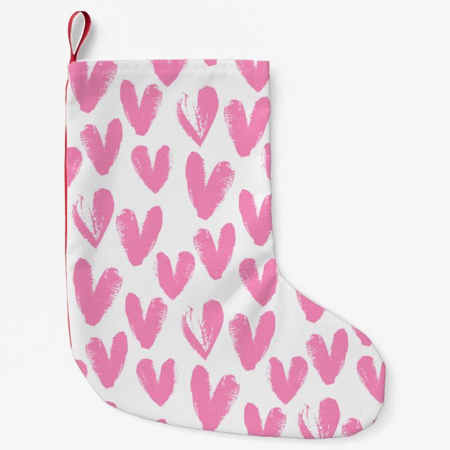 Heart pattern painted hearts small christmas stocking (Front)