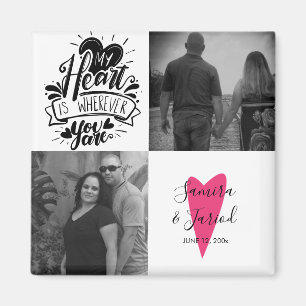 Heart Pattern Photo Collage Valentine’s Day Card Magnet
