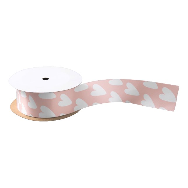 Heart Pattern Pink #FFCEC7 Satin Ribbon (Spool)