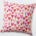 Heart Pattern Red Pink Modern Throw Pillow<br><div class="desc">Modern contemporary heart pattern in red,  pink and orange.  Bright and happy design.  Original art by Nic Squirrell.</div>