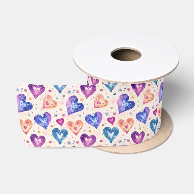heart pattern satin ribbon (Spool)