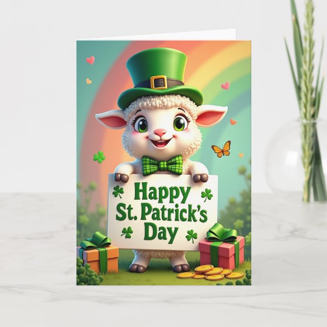 Heart Pattern St Patricks Day Card (Front)