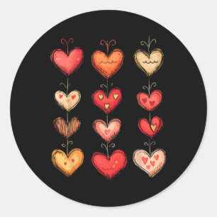 Heart Pattern Valentine Funny Valentine' Day Women Classic Round Sticker