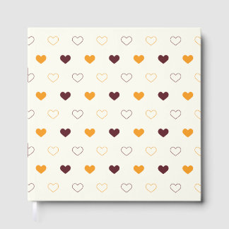 Heart Pattern with Orange & Brown Hearts Guest Book