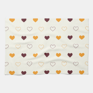 Heart Pattern with Orange & Brown Hearts Kitchen Towel
