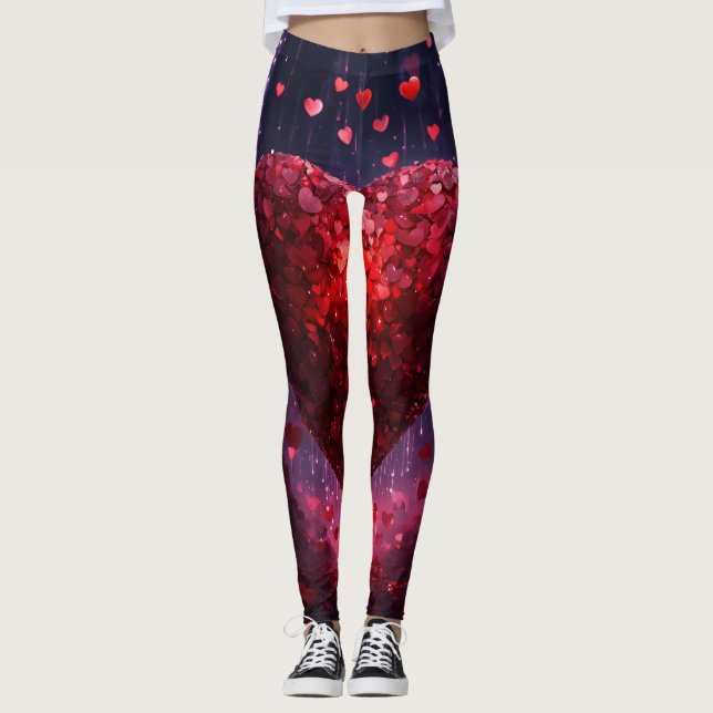 Heart Pattern Women's Leggings" Leggings (Front)