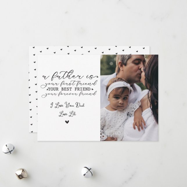 Heart‑Patterned Customizable Father’s Day Card  (Front/Back In Situ)