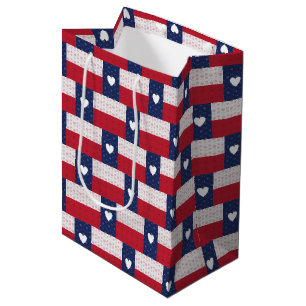 Heart Patterned Texas State Flag Medium Gift Bag