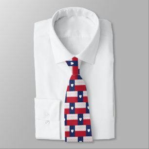 Heart Patterned Texas State Flag Tie