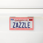 Heart Patterns Valentine's Decor Red White Cute License Plate Frame<br><div class="desc">Printed with cute red heart patterns in solid white colour background.</div>
