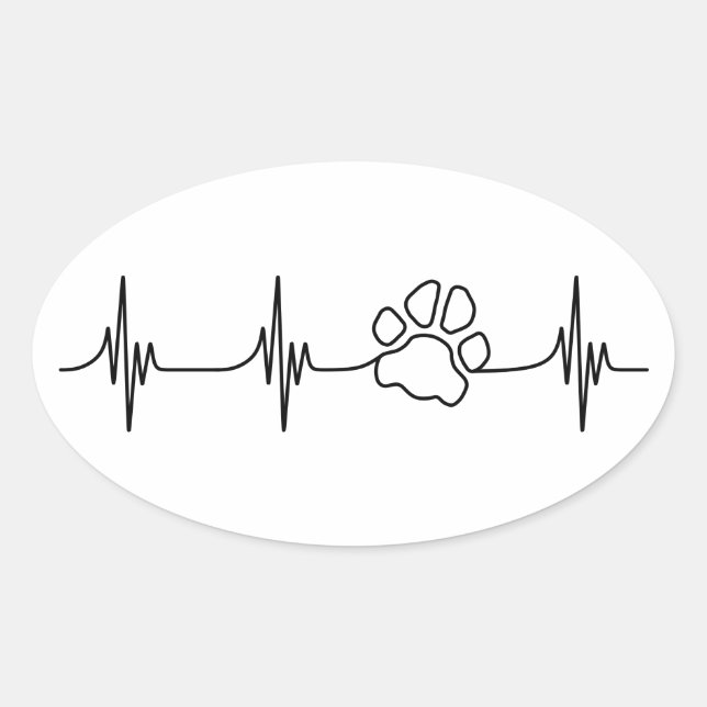 Heart-PAW-Beat Oval Sticker (Front)