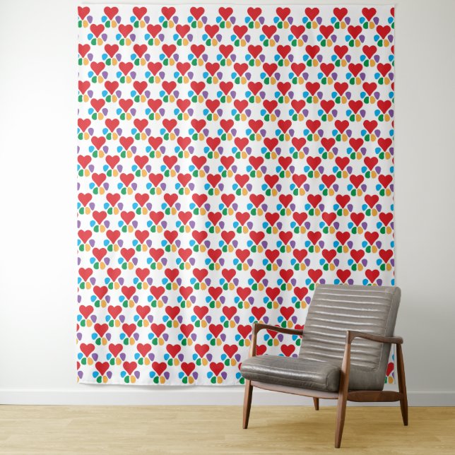 Heart-Paw Pattern Footprints Decorate With Love! Tapestry (In Situ)