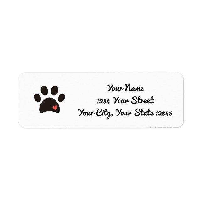 Heart Paw Print Address Label (Front)
