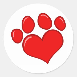 Heart Paw Print Classic Round Sticker