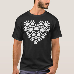 Heart Paw Print Dog & Cat  Cat Mom & Dog Mom Mothe T-Shirt