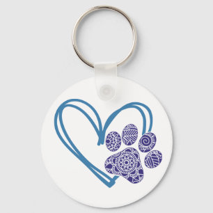 Heart & Paw Print Keychain