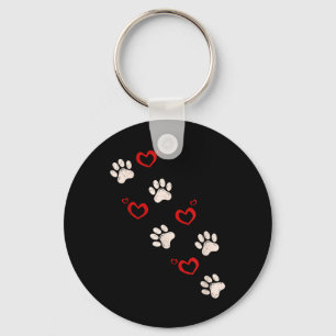 Heart Paw Print Valentines Day Dog Lover Puppy Lov Keychain