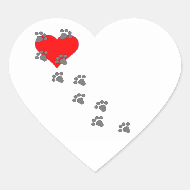 Heart (Paw Prints) Sticker (Front)