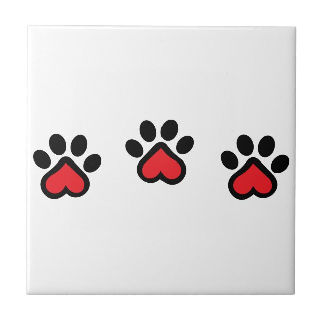 Heart Paw Prints Tile (Front)