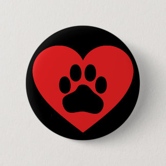 Heart Paw Red 2 Inch Round Button