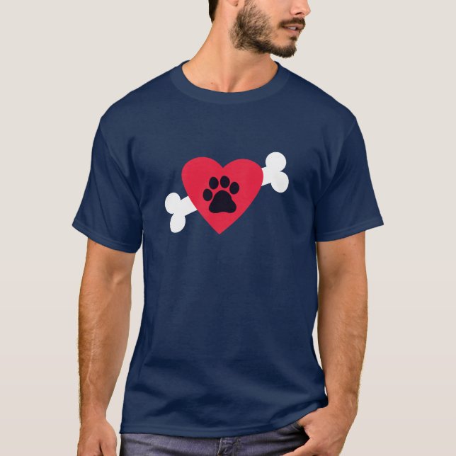 Heart, Pawprint and Bone Design T-Shirt (Front)