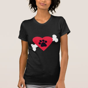 Heart, Pawprint and Bone Design T-Shirt