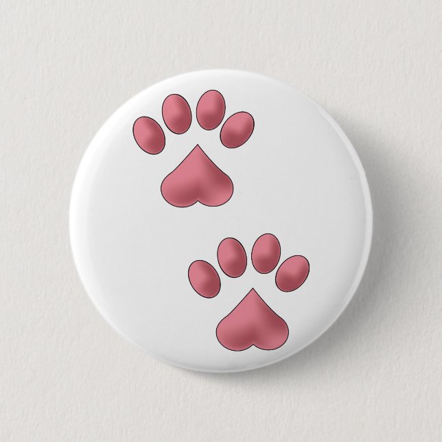 Heart Paws 2 Inch Round Button (Front)