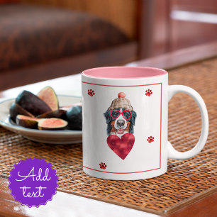 Heart Paws Bernese Valentine's Day Gift Dog Two-Tone Coffee Mug