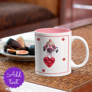 Heart Paws Great Dane Valentine's Day Gift Dog Two-Tone Coffee Mug