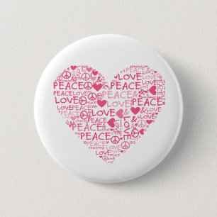 Heart peace & love 2 inch round button