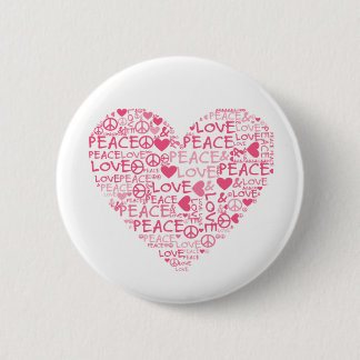 Heart peace & love 2 inch round button