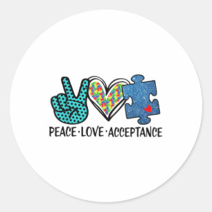 Heart Peace Love Acceptance _ Autism Mental Health Classic Round Sticker