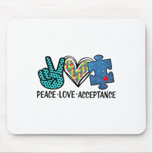 Heart Peace Love Acceptance _ Autism Mental Health Mouse Pad
