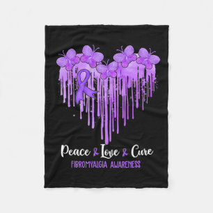 Heart Peace Love Cure Fibromyalgia Awareness  Fleece Blanket