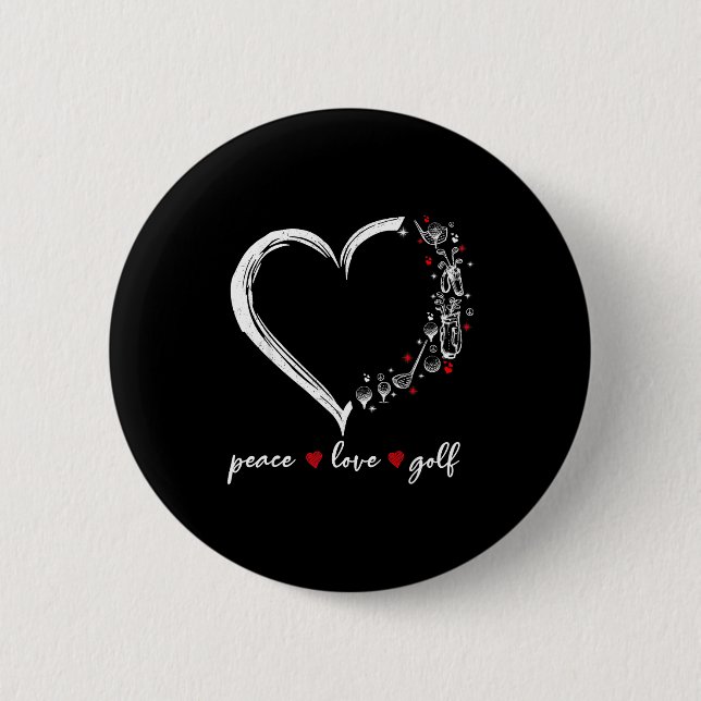 Heart Peace Love Golf Player Srt Lovers Outfit Wom 2 Inch Round Button (Front)