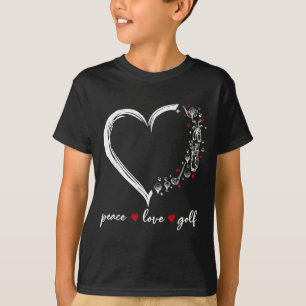 Heart Peace Love Golf Player Srt Lovers Outfit Wom T-Shirt