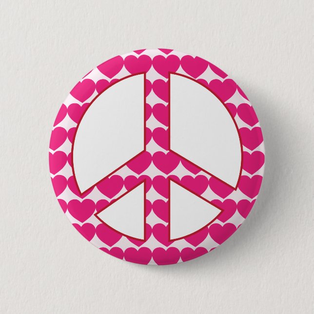 Heart Peace Sign 2 Inch Round Button (Front)