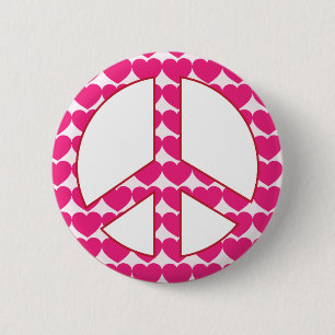 Heart Peace Sign 2 Inch Round Button