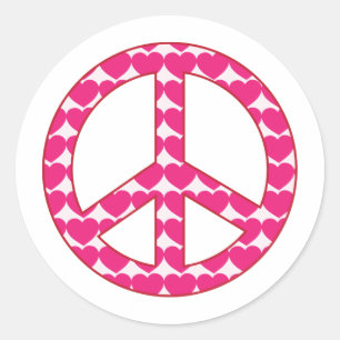 Heart Peace Sign Classic Round Sticker