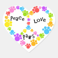 heart peace sign sticker! paw prints!