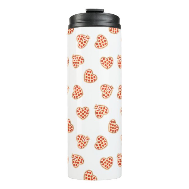 Heart Pepperoni Pizza Pattern Thermal Tumbler (Front)