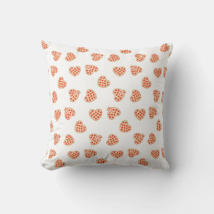 Heart Pepperoni Pizza Pattern Throw Pillow
