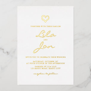 Heart Personalized Foil Wedding Invitation