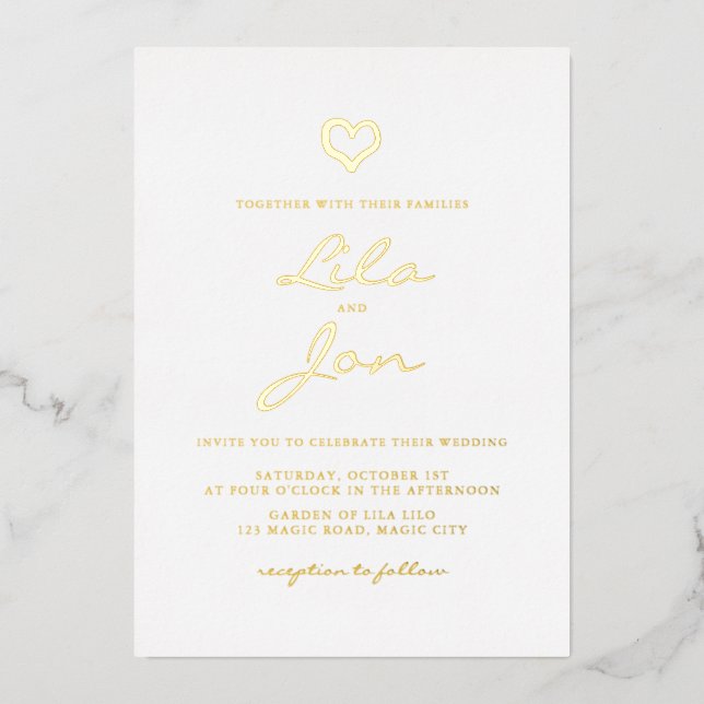 Heart Personalized Foil Wedding Invitation (Front)