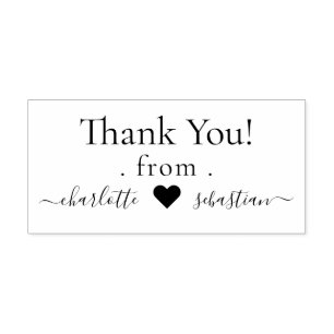 Heart  Personalized Thank You Elegant Scroll Text Rubber Stamp