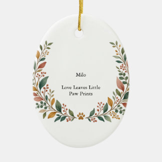 Heart Pet Botanical Ceramic Oval Ornament
