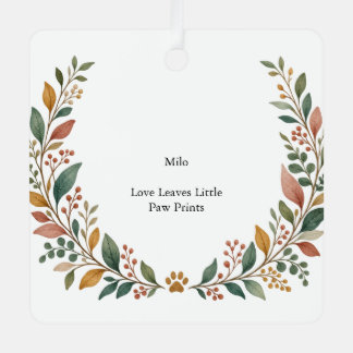 Heart Pet Botanical Metal Square Ornament