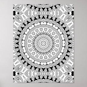 Heart Petal Burst Coloring Page Intricate Design Poster