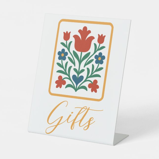 Heart & Petal Floral Folk Art Gifts Table Sign (Front)